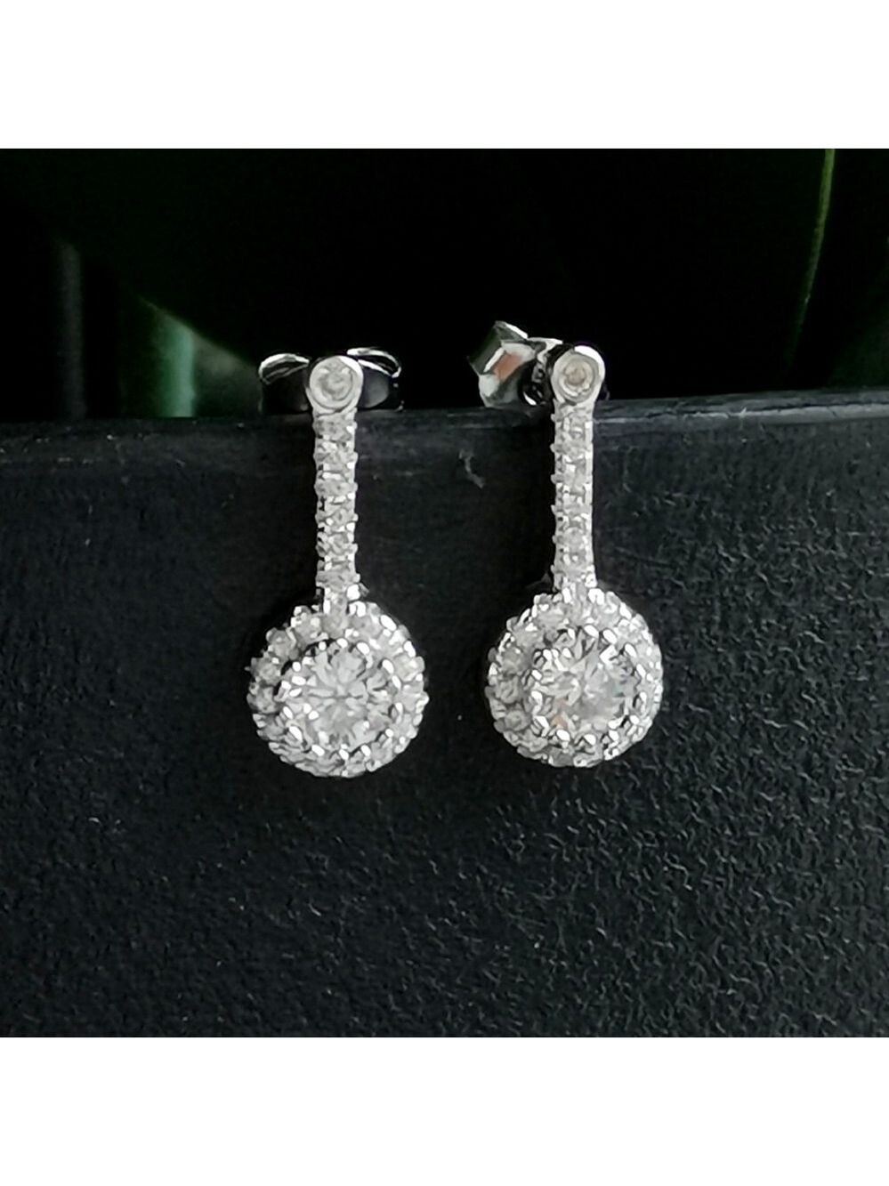 Sterling silver cz drop stud earrings